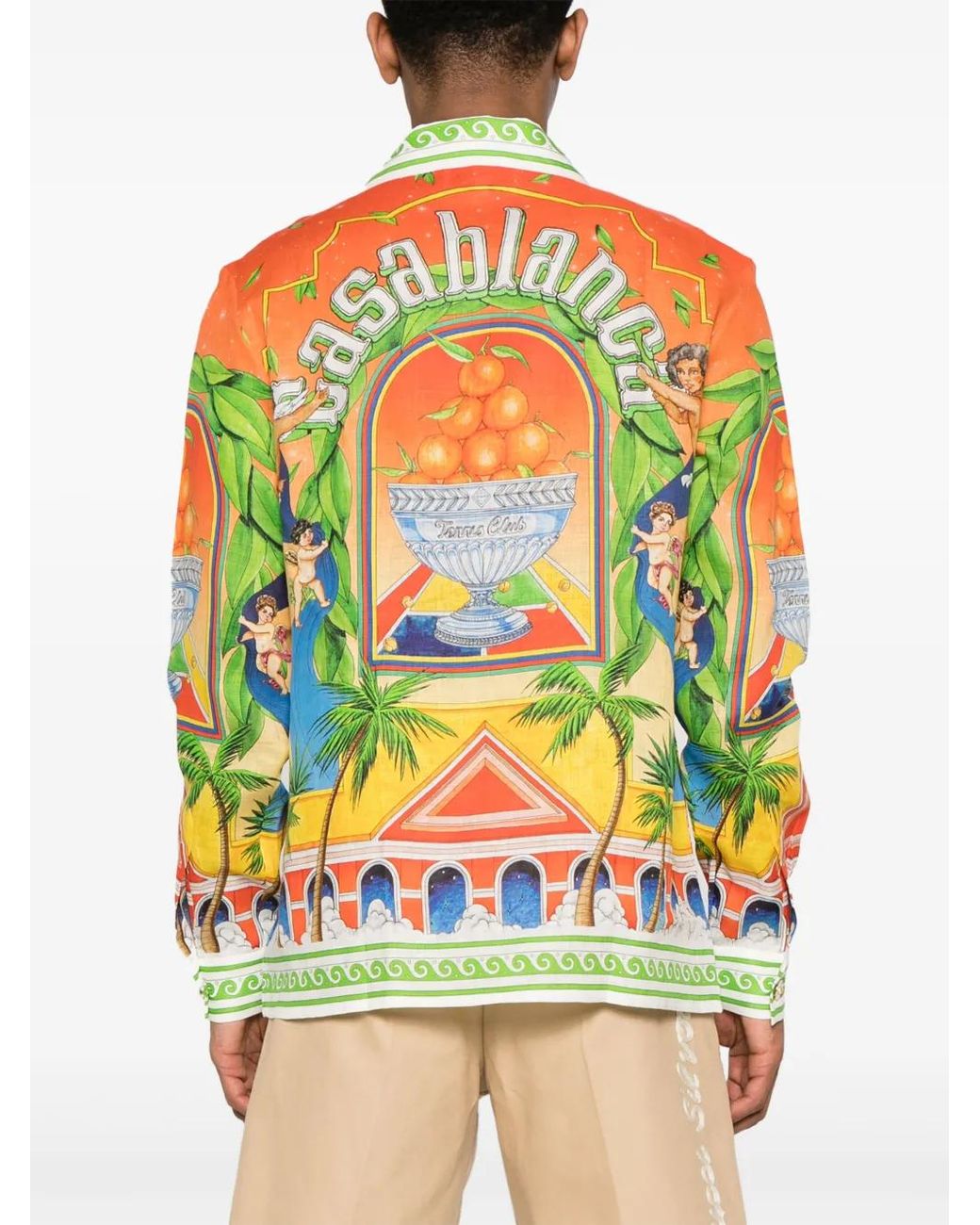 Casablanca Black Printed Linen Shirt for men