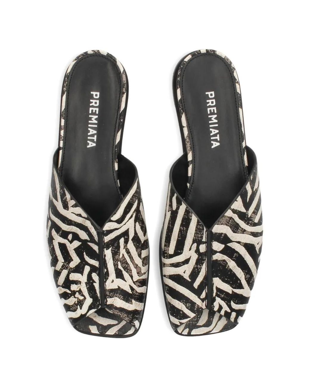 Premiata White Zebra-Print Flat Sandals