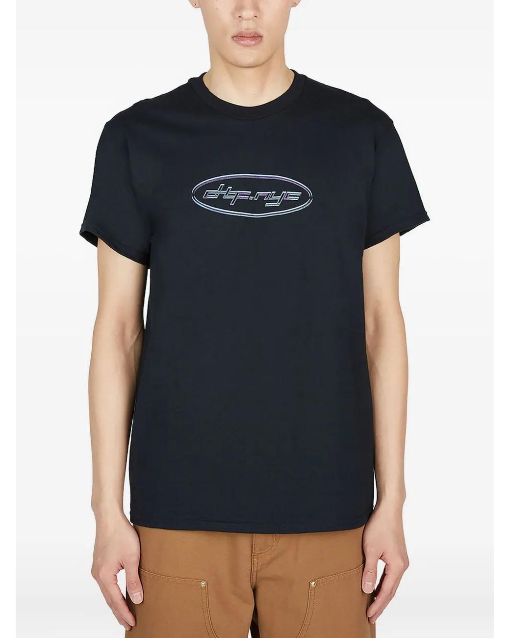DTF.NYC Black Logo-Print Cotton T-Shirt for men