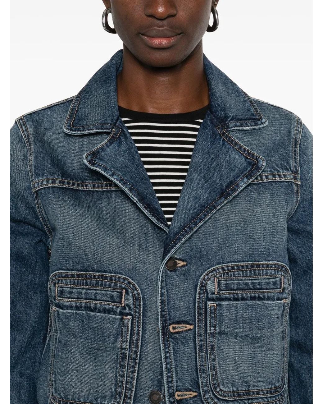 Nili Lotan Blue Patch-Pocket Denim Jacket