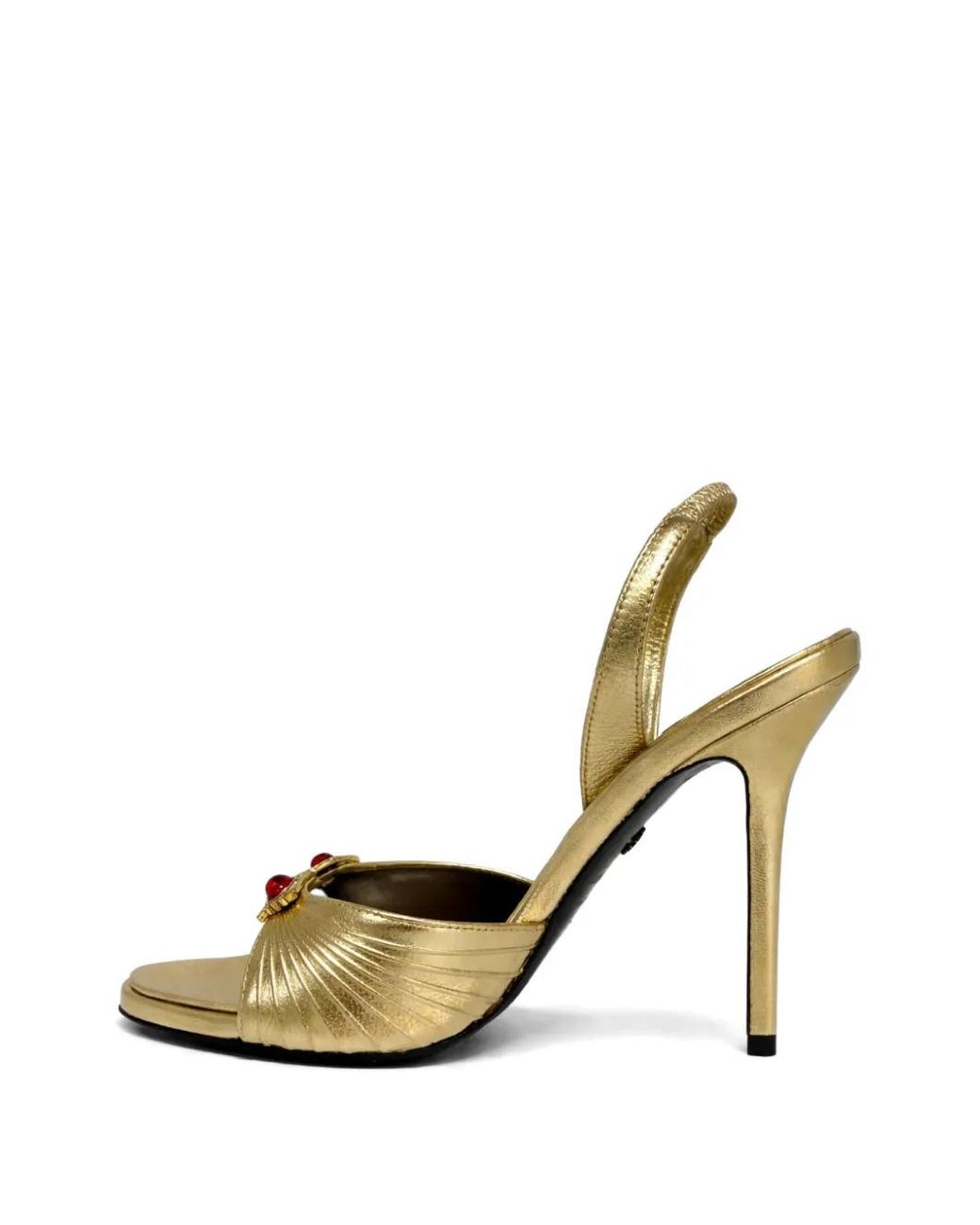 Roberto Cavalli Metallic Sandales Froncées À Ornements En Pierres