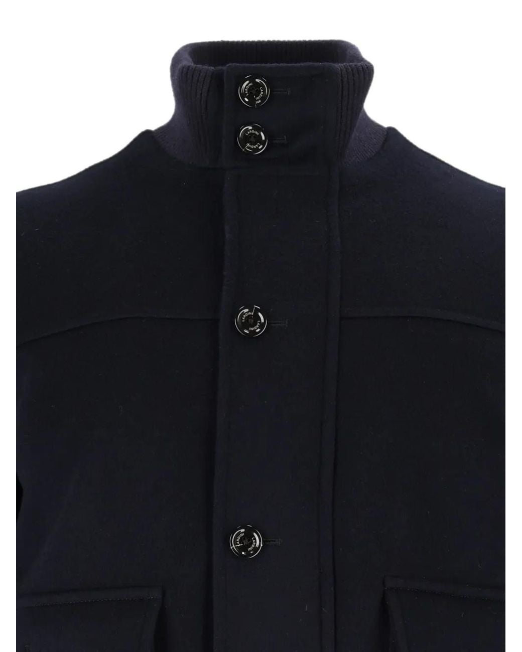 Lardini Blue Button-Fastening Ribbed-Trim Jacket for men