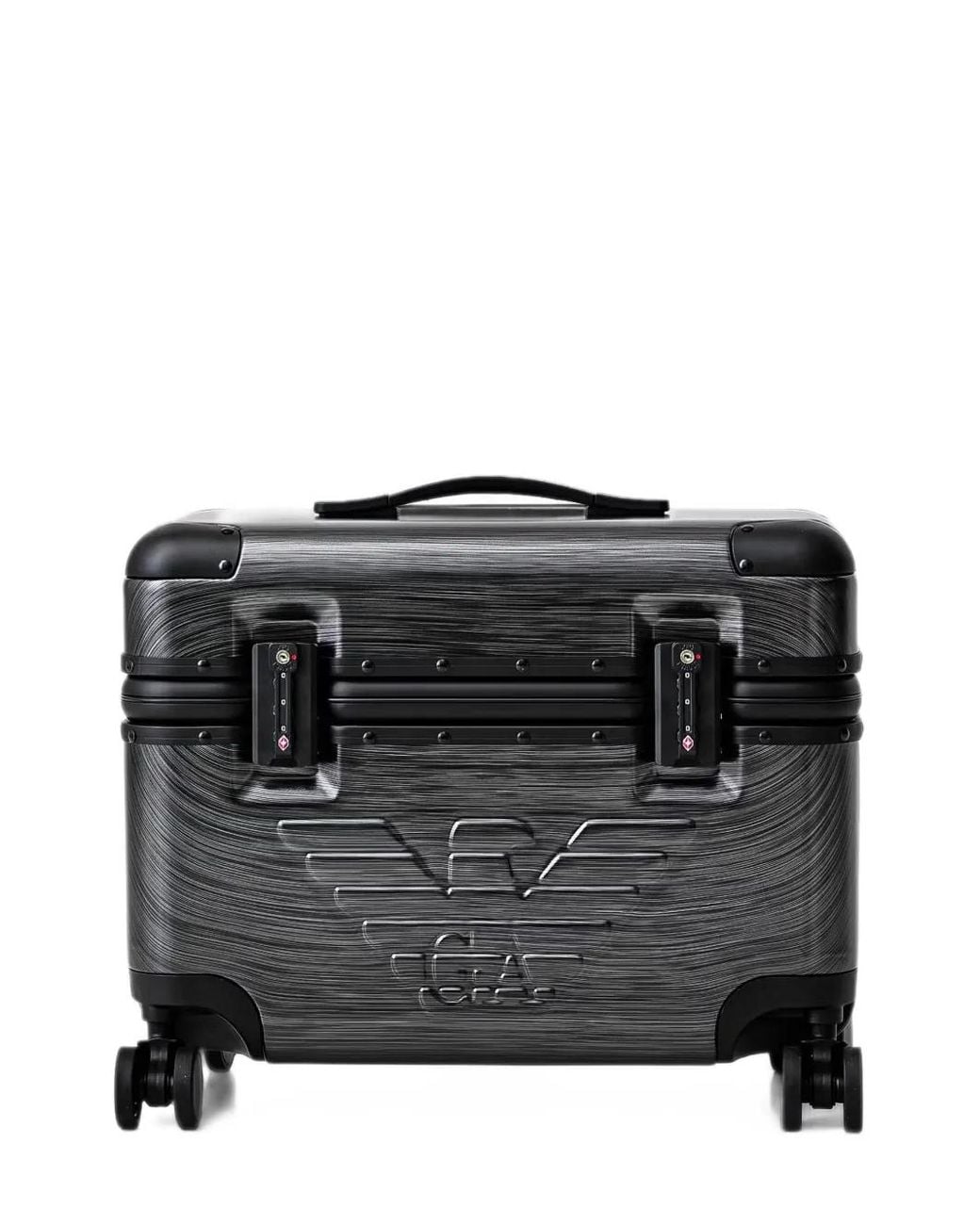 Emporio Armani Black Luggage Trolley With Handle And Wheels for men