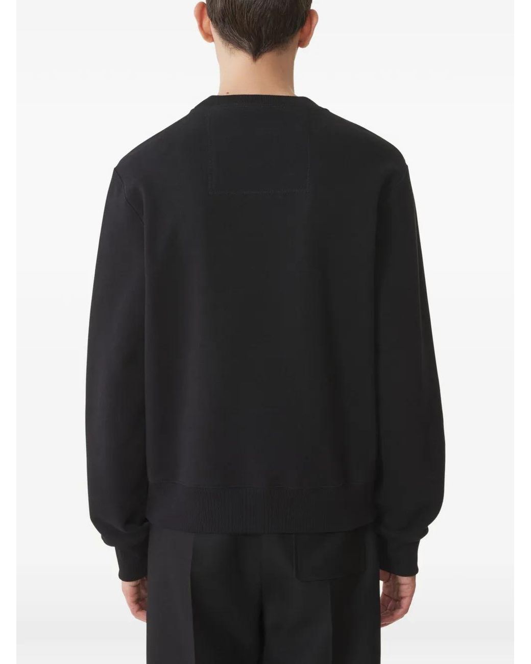 Lanvin Black Embroidered Cotton Sweatshirt for men