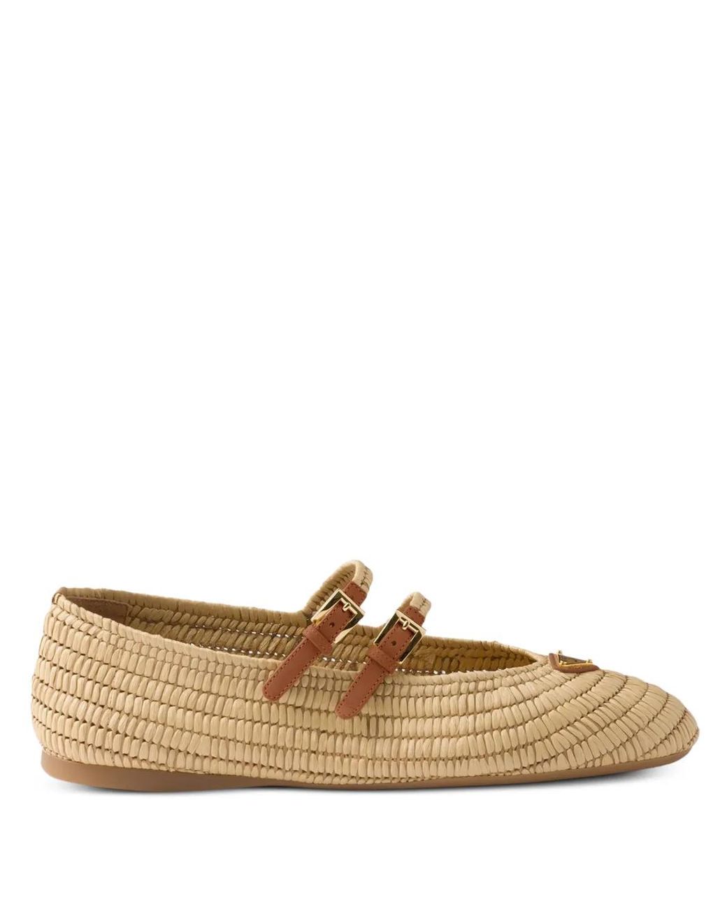 Prada Multicolor Leather Double-Straps Crochet Ballerinas