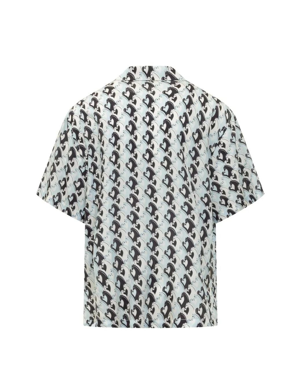 Lanvin White Cuban-Collar Patterned Shirt for men