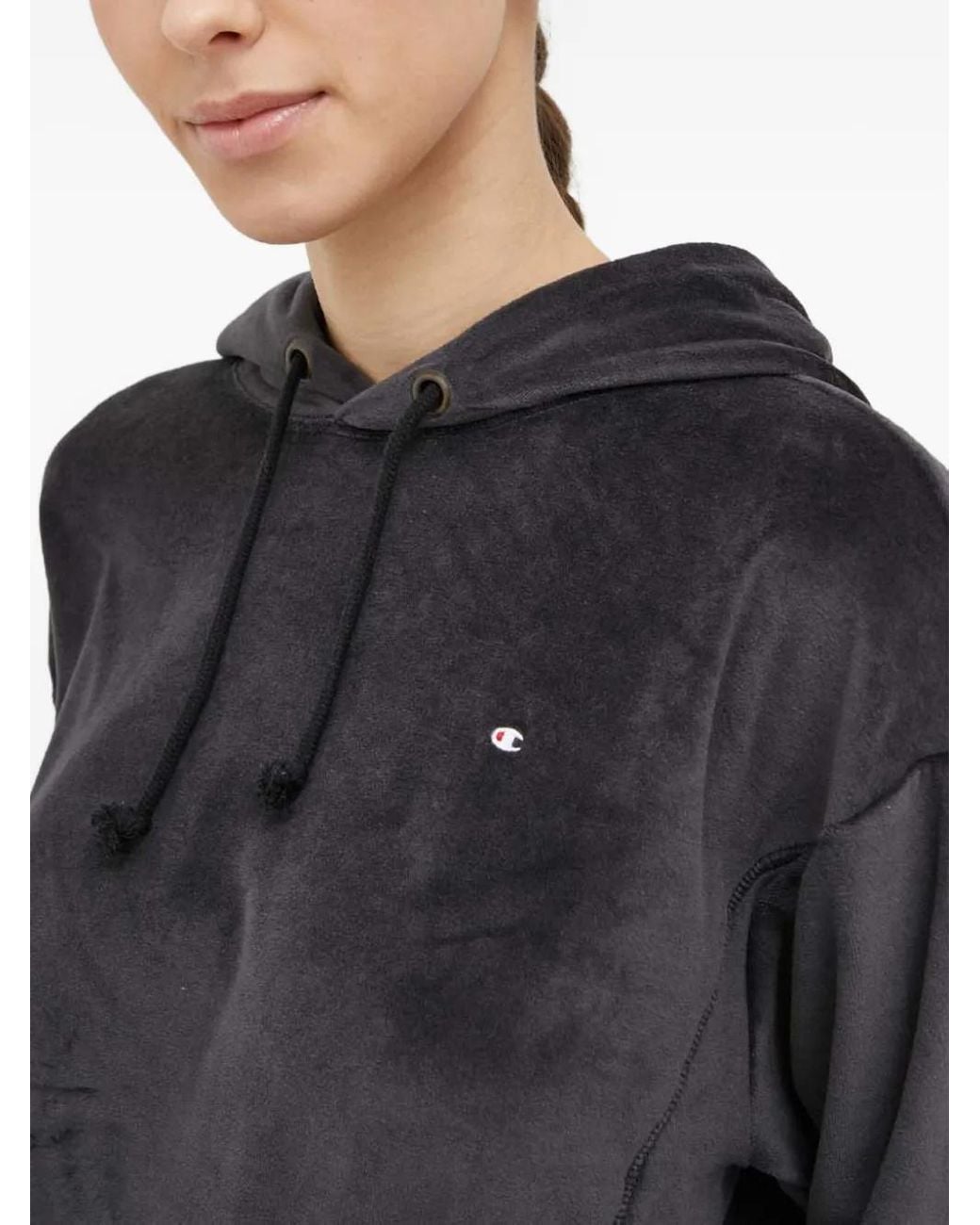 Champion Black Drawstring Logo Hoodie