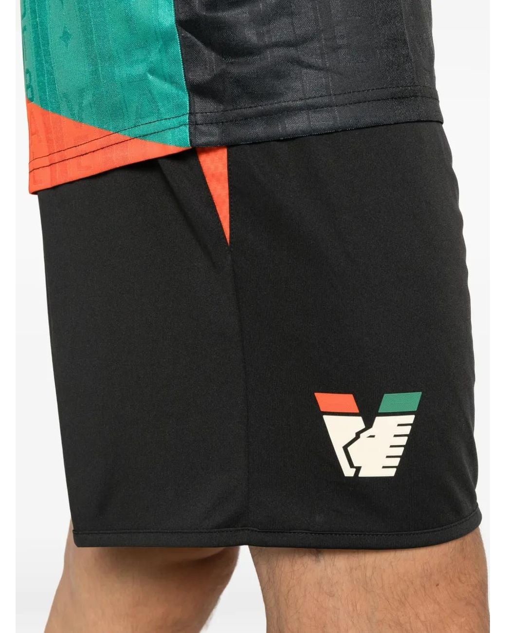 VENEZIA FC Black Home Logo-Detail Panelled Shorts for men