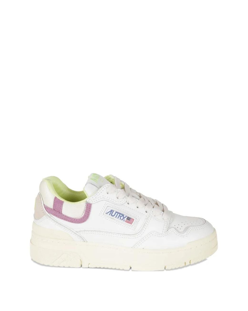 Autry White Perforated Lace-Up Sneakers