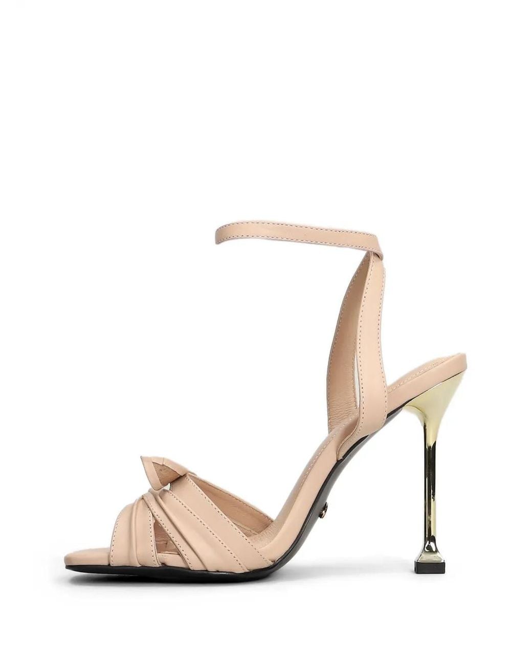 GOLD&ROUGE White Naisa Bow-Detail Leather Sandals