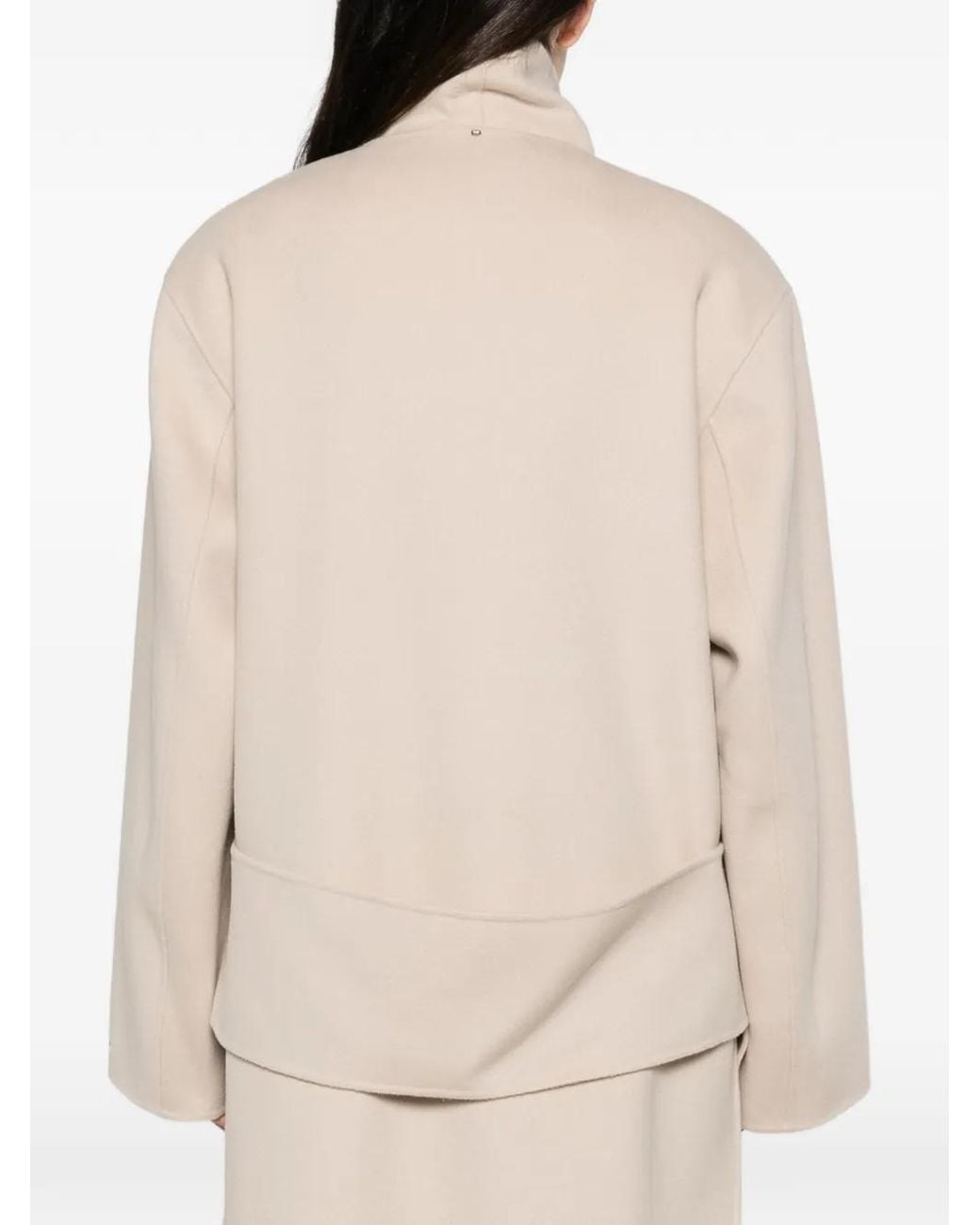 Sportmax White Asymmetric Draped-Collar Coat