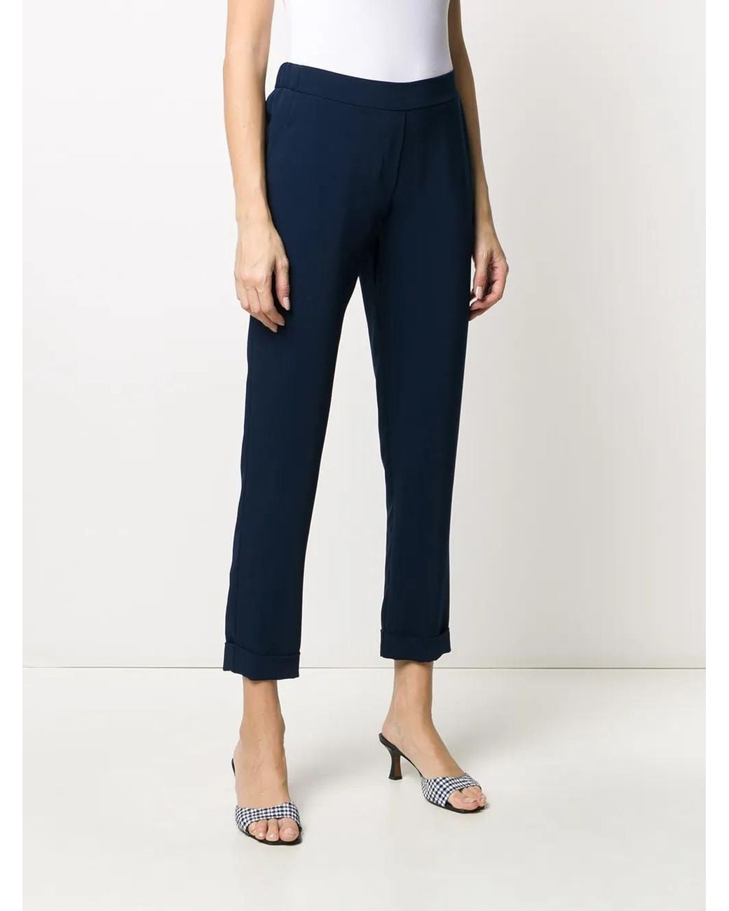 P.A.R.O.S.H. Blue Elasticated Slim-Fit Trousers