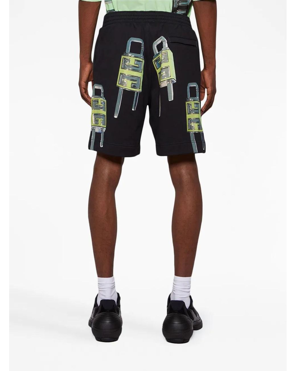 Givenchy Black 4G Padlock-Print Bermuda Shorts for men