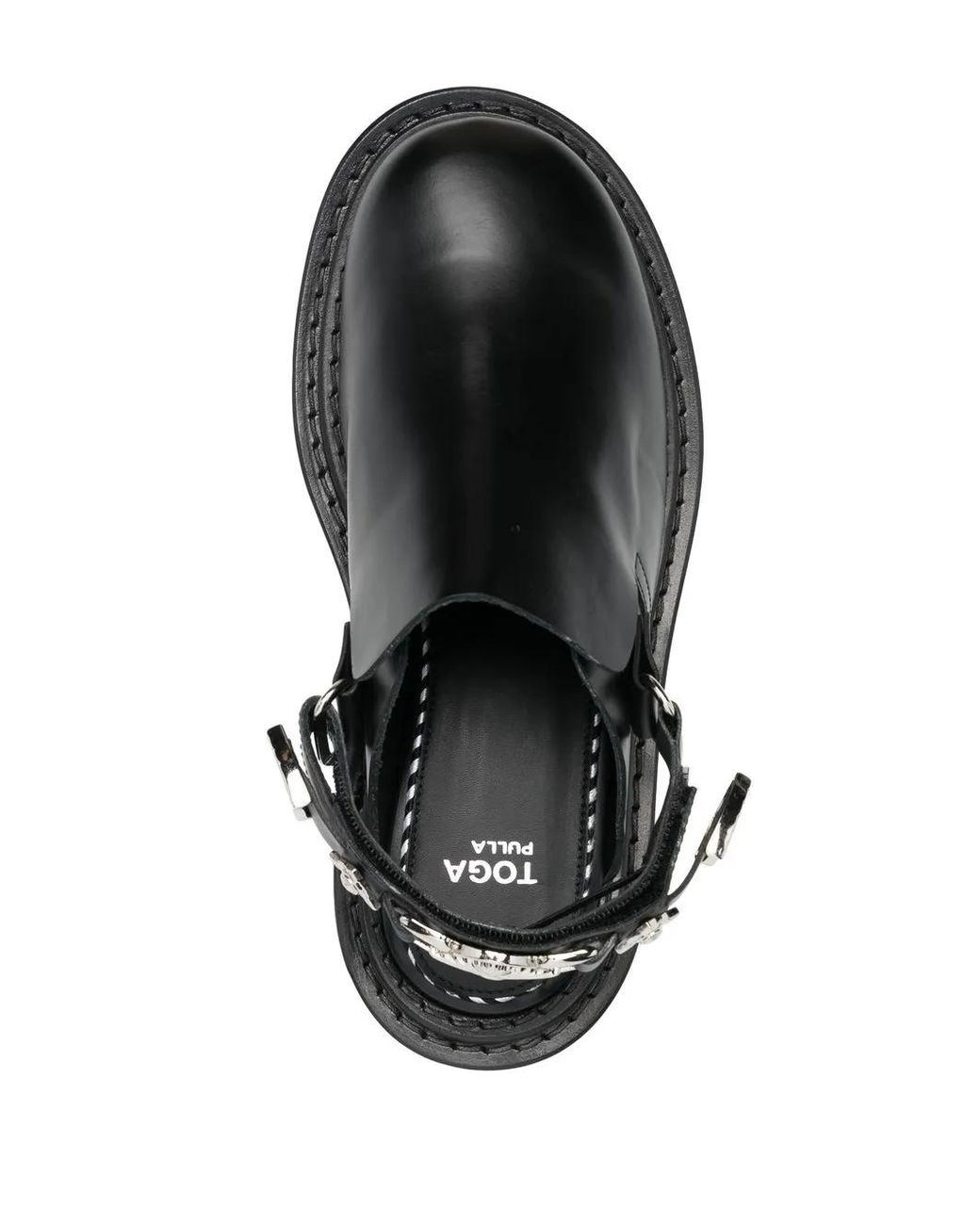 Toga Black Buckled Ankle-Strap Flat Clogs