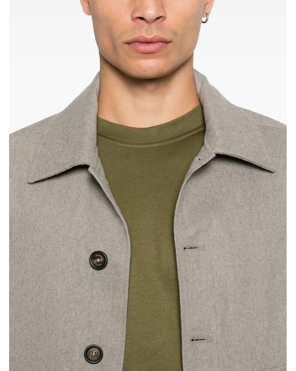 Eleventy Gray Button-Fastening Flap-Pocket Jacket for men