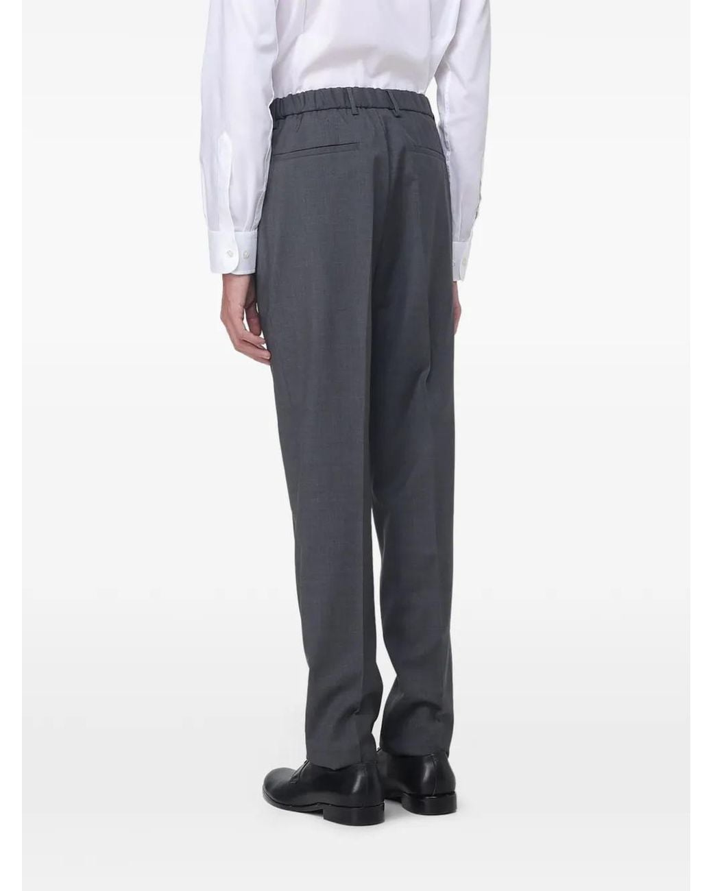 Etro Gray Elasticated-Waist Wool Trousers for men