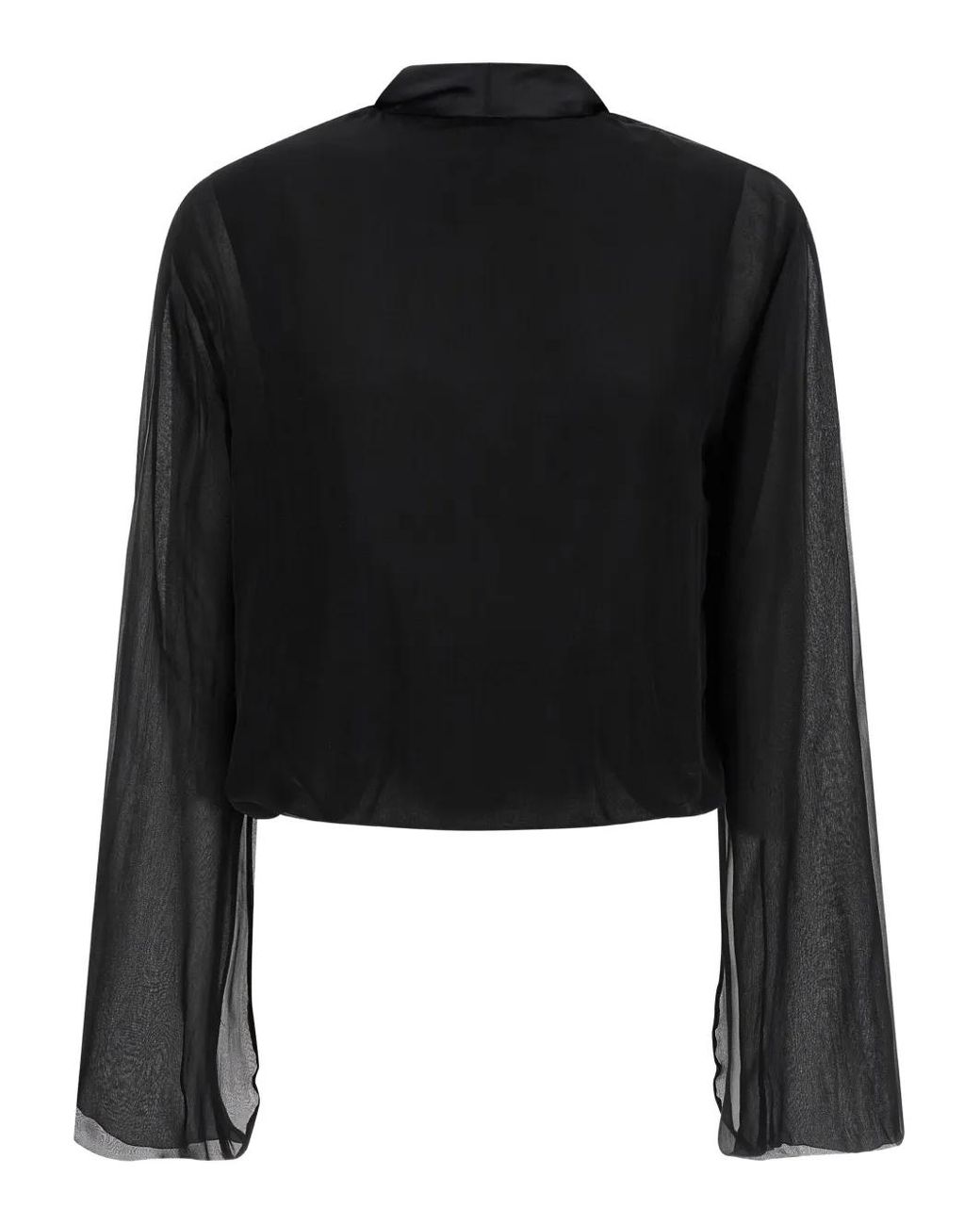 Alberta Ferretti Black V-Neck Silk Blouse