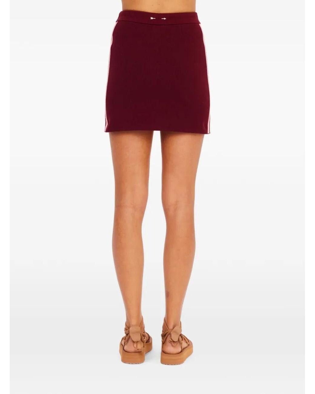 The Upside Red Mini Zelma Side-Stripe Skirt