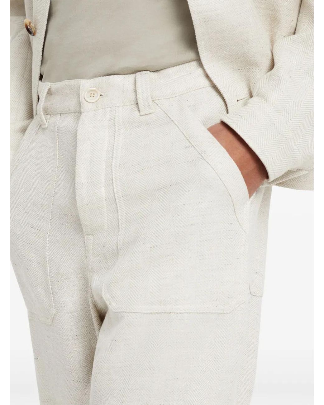 Brunello Cucinelli White Tapered-leg Trousers for men