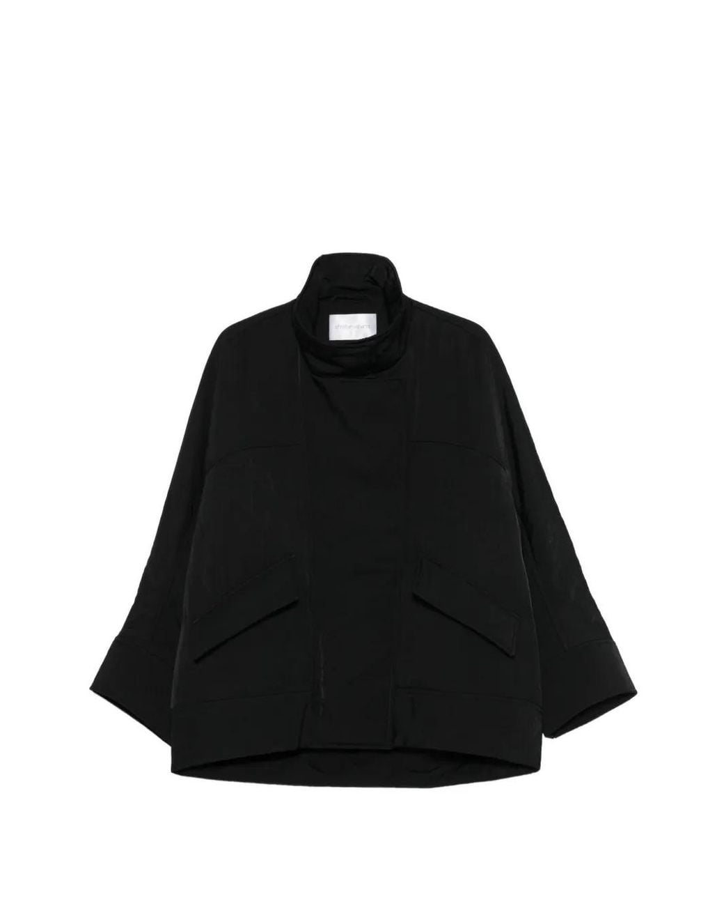Christian Wijnants Black High-Neck Flap-Pocket Coat
