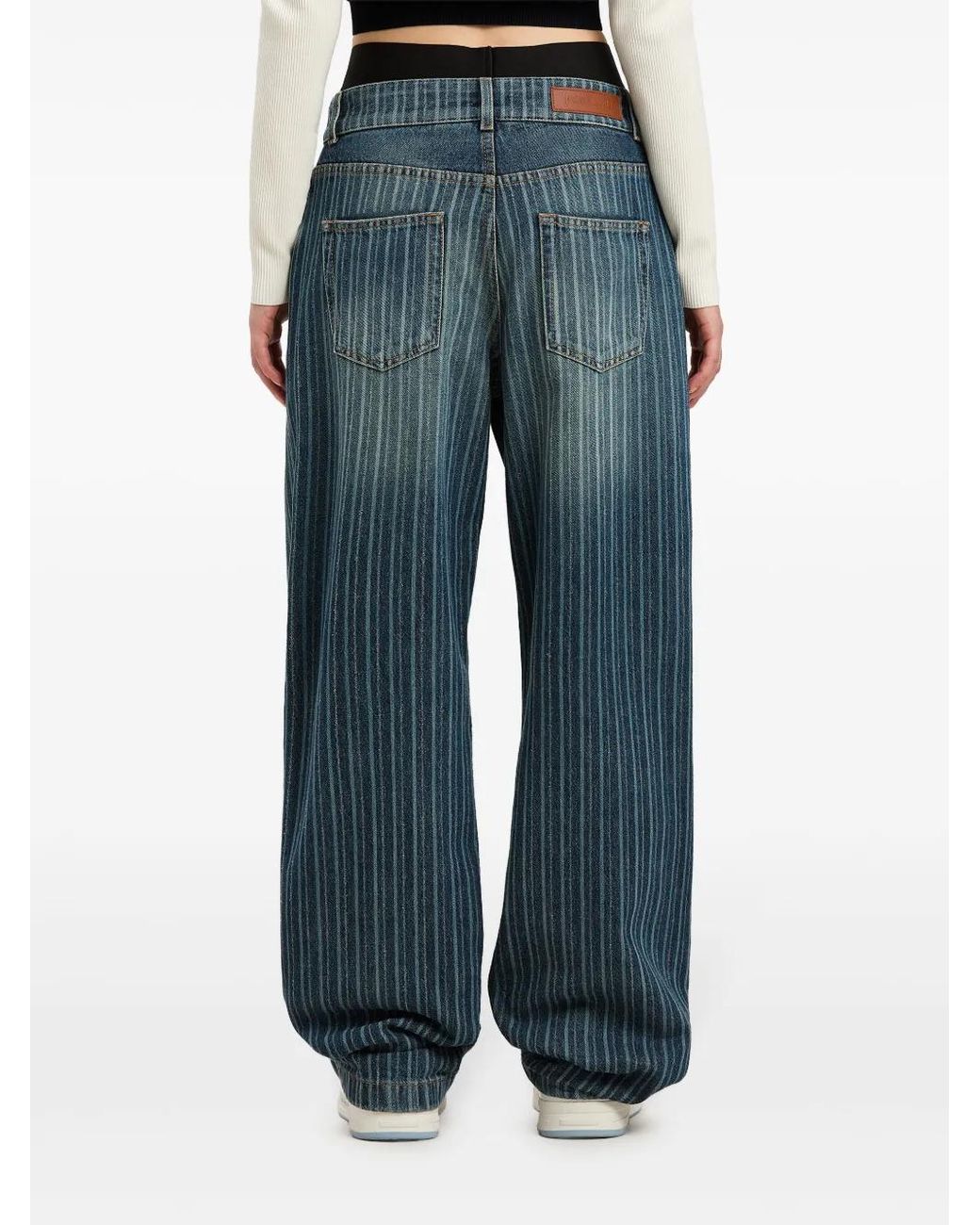 Palm Angels Blue Pinstriped Jeans