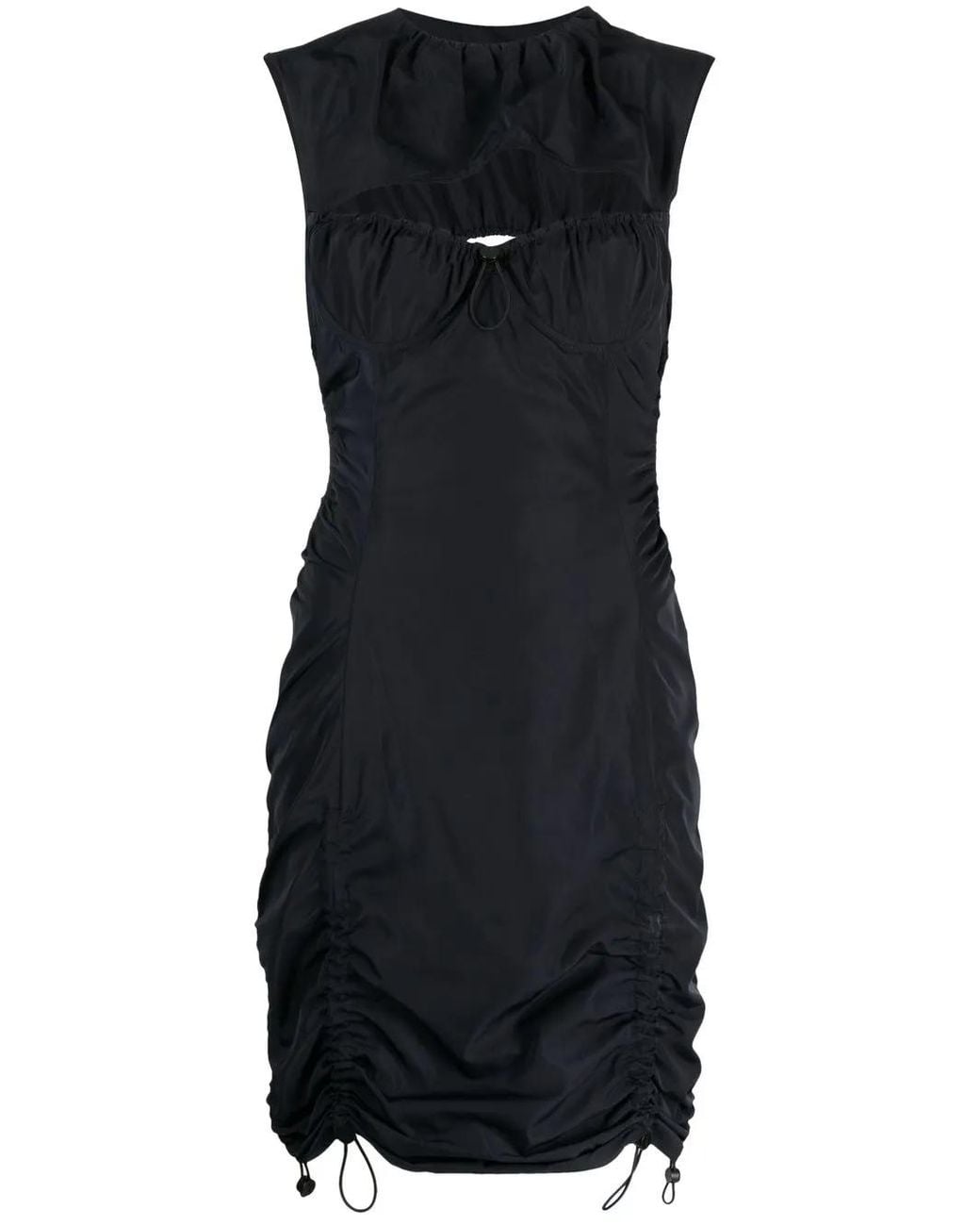 Monse Black Cut-Out Drawstring-Detail Mini Dress