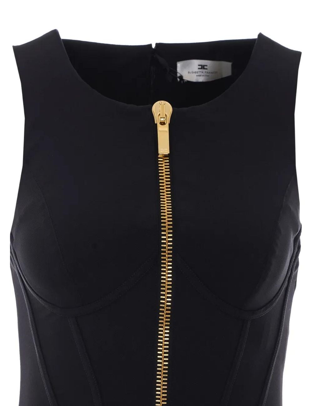 Elisabetta Franchi Black Robe En Tissu Technique Avec Zip
