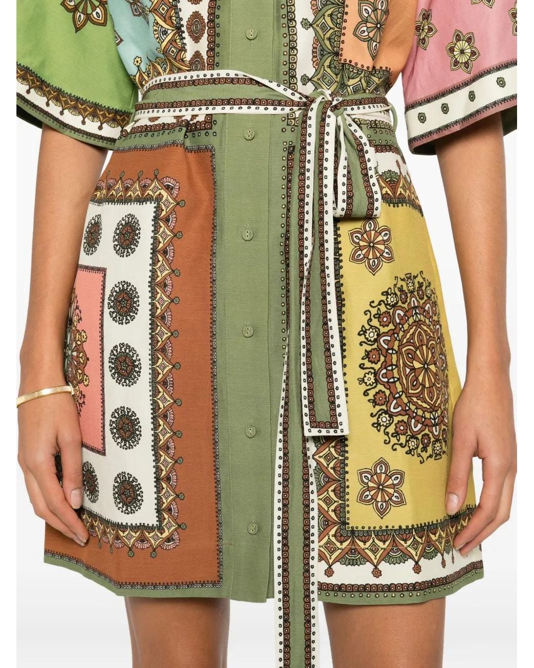 ALÉMAIS Green Contina Printed Mini Dress
