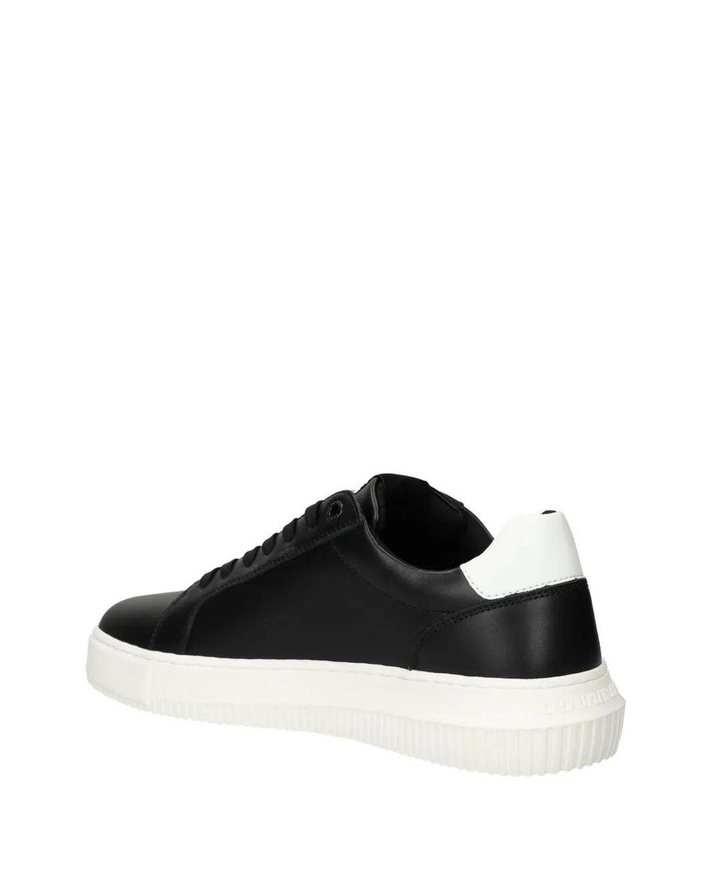Calvin Klein Black Logo-Detail Leather Sneakers for men