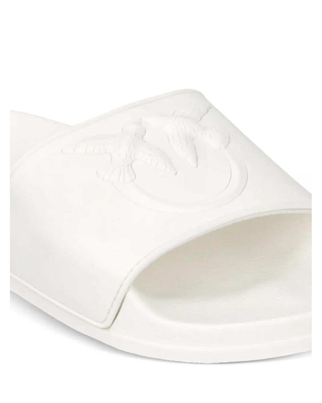 Pinko White Logo-Embossed Slides