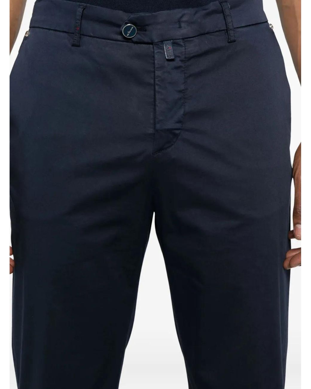 Kiton Blue Logo-Patch Chinos for men