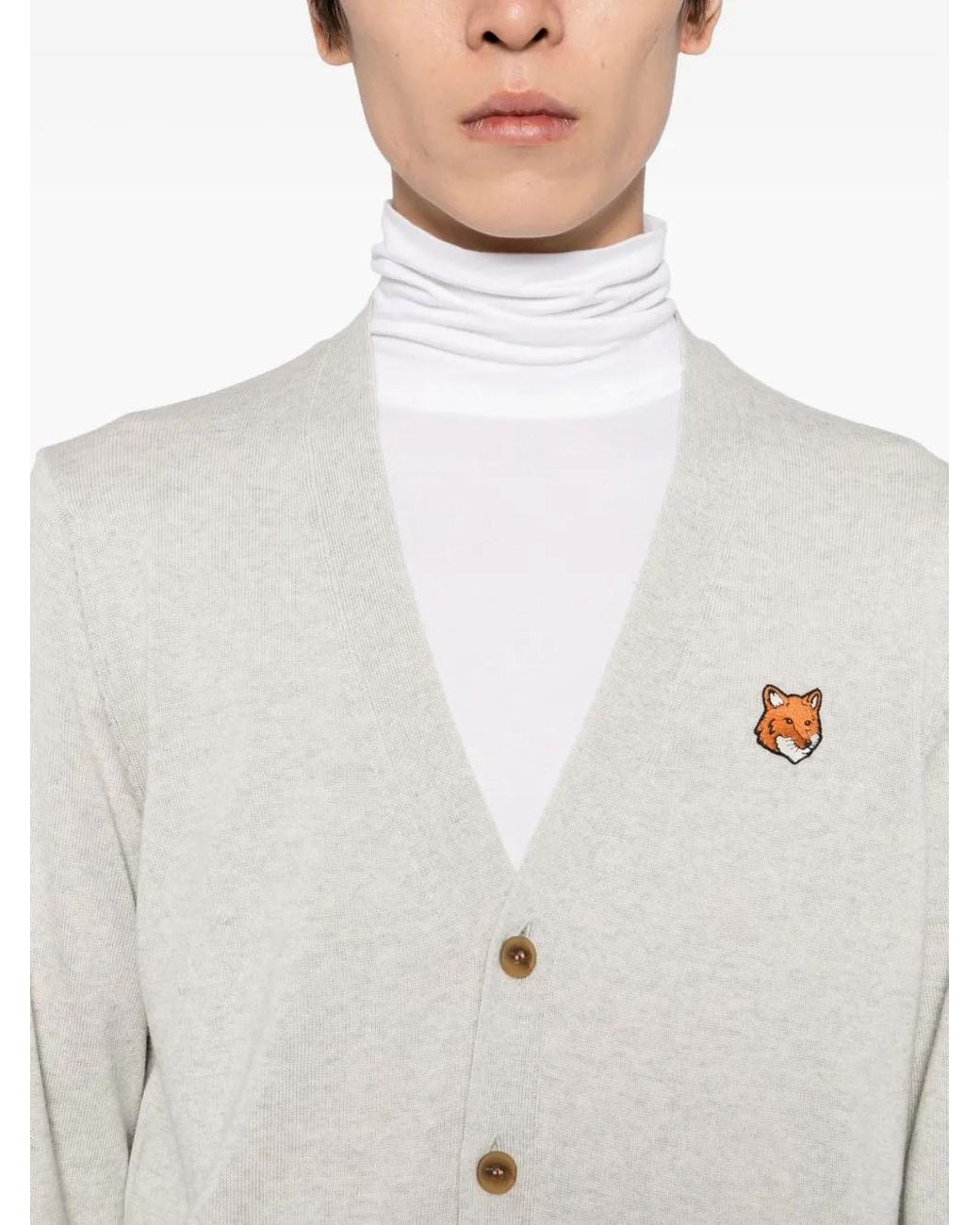 Maison Kitsuné White Fox Head Merino Regular Cardigan for men