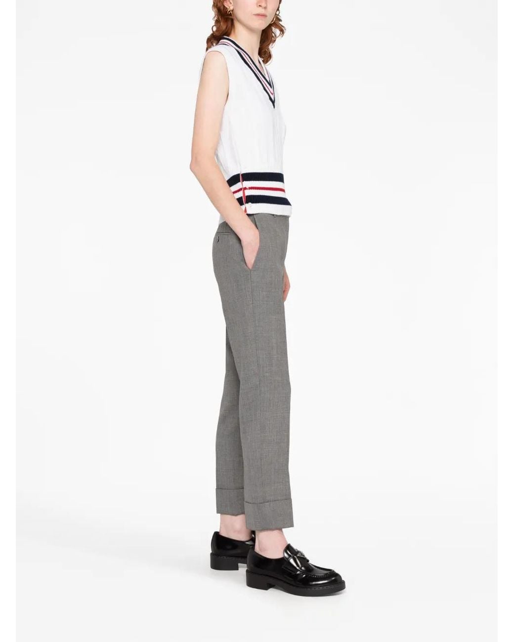 Thom Browne White Rwb-Stripe Cashmere Top