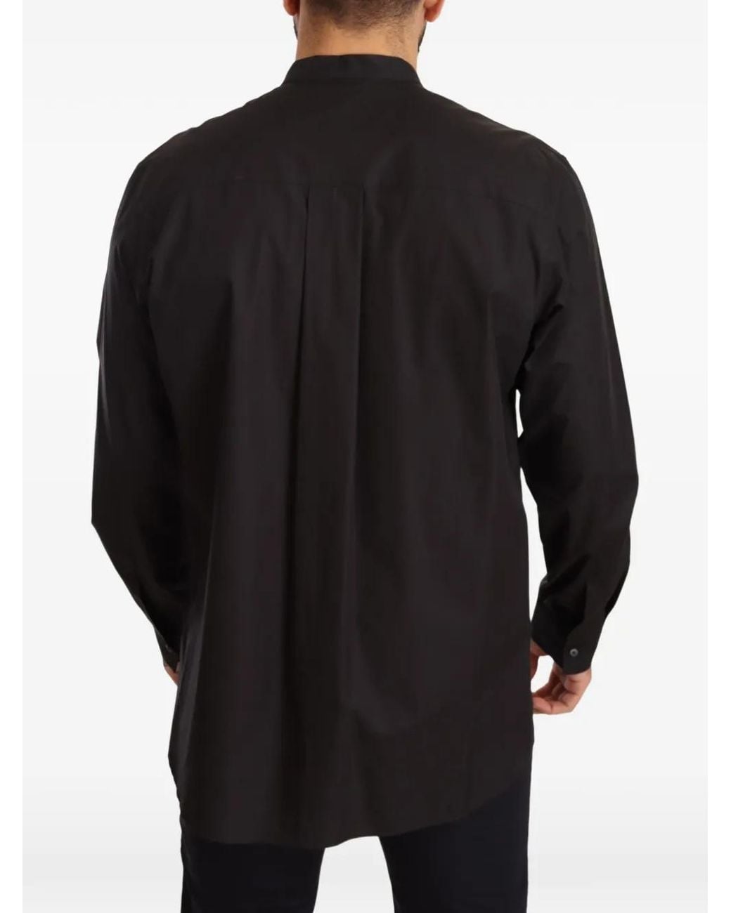 Dolce & Gabbana Black Mandarin-Collar Long-Sleeves Shirt for men