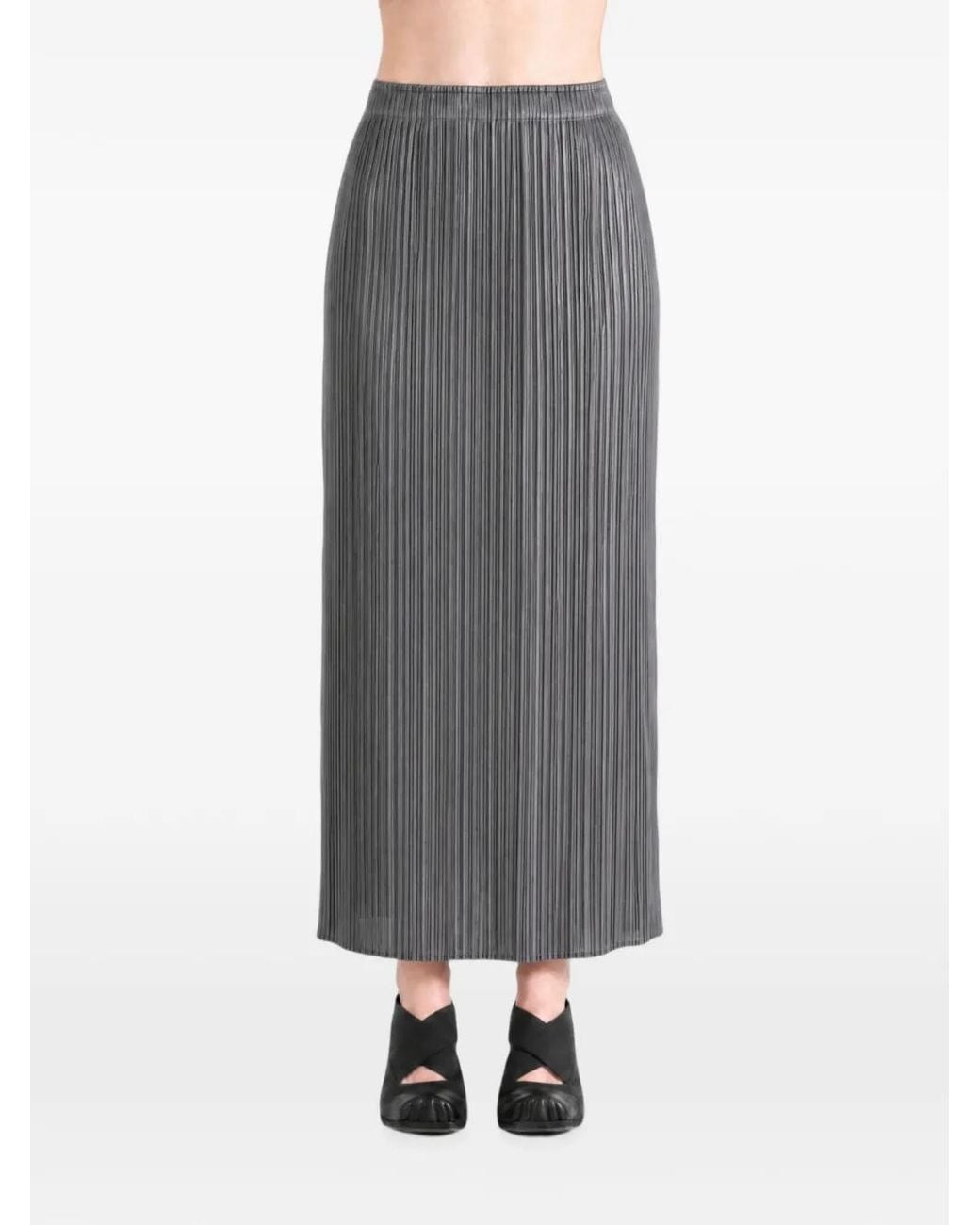 Pleats Please Issey Miyake Gray Pleated Maxi Skirt
