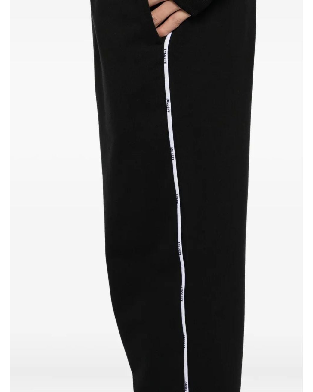 Lacoste Black Logo-Trim Cotton Track Pants for men