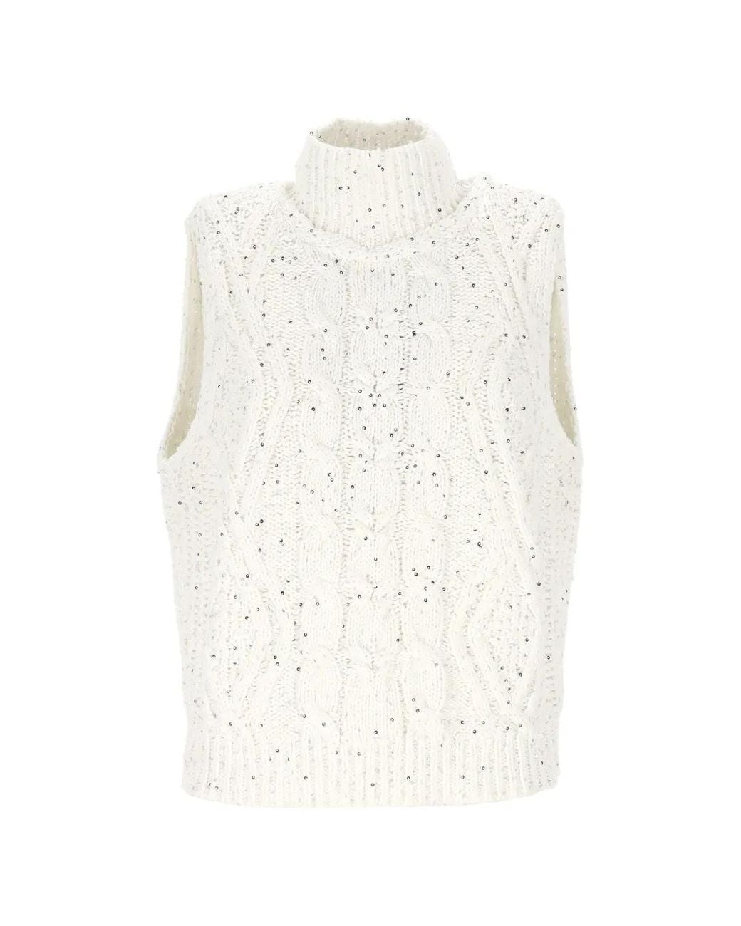 Chaqueta De Punto De Ochos Con Lentejuelas Lorena Antoniazzi de color White