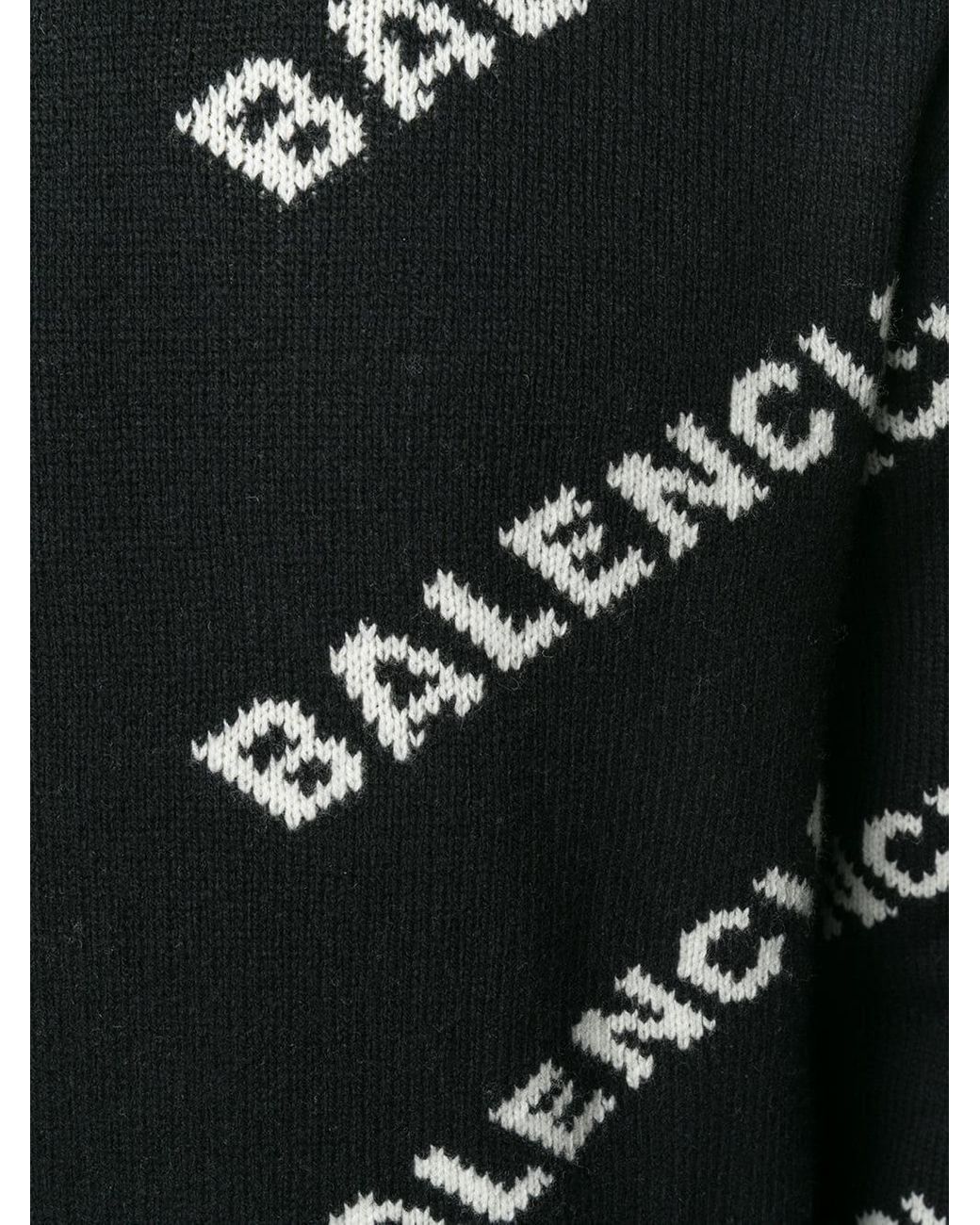 Balenciaga Wool All-over Logo Jumper in Black for Men | Lyst