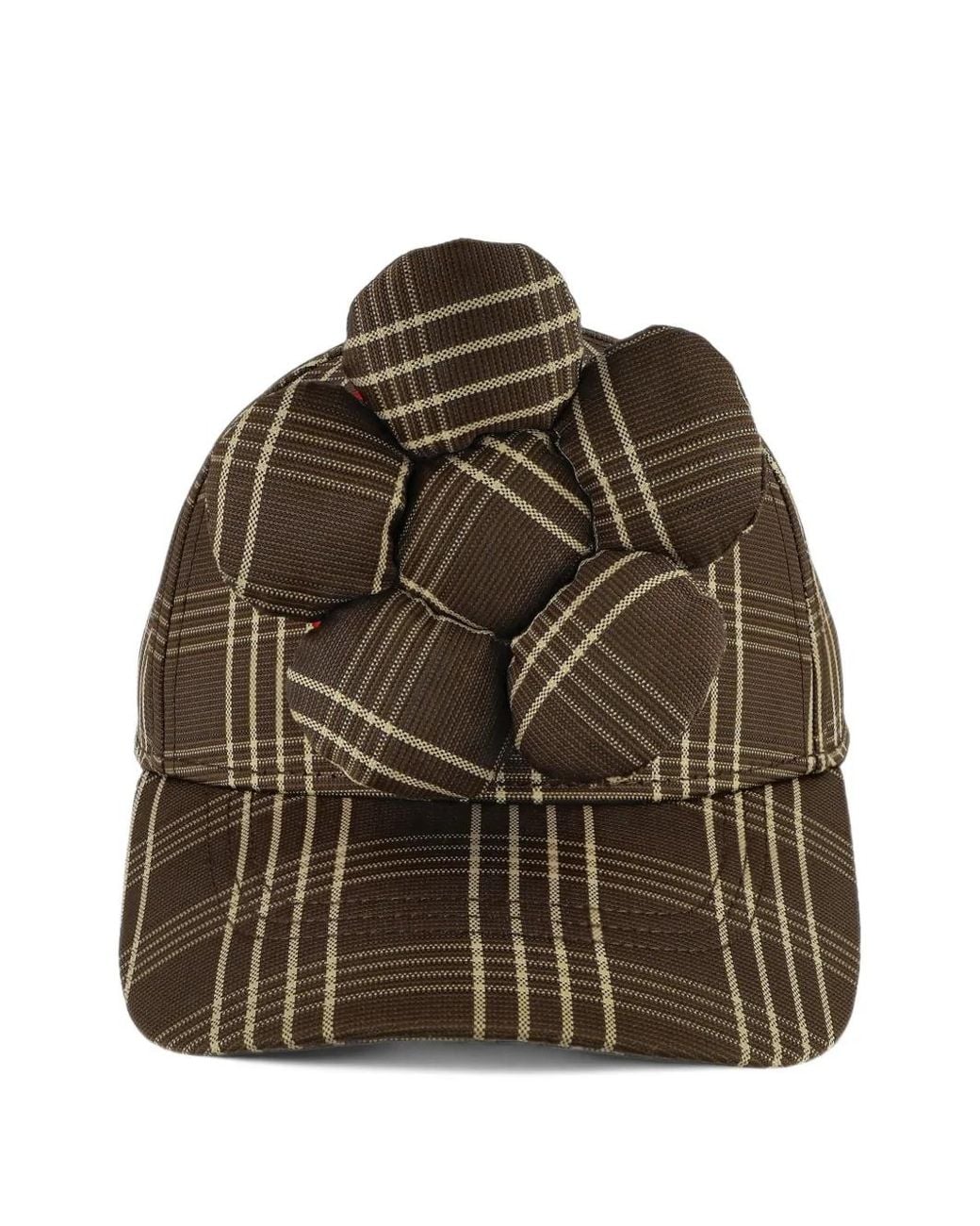 Walter Van Beirendonck Brown Check-Pattern Flower-Detail Baseball Cap for men