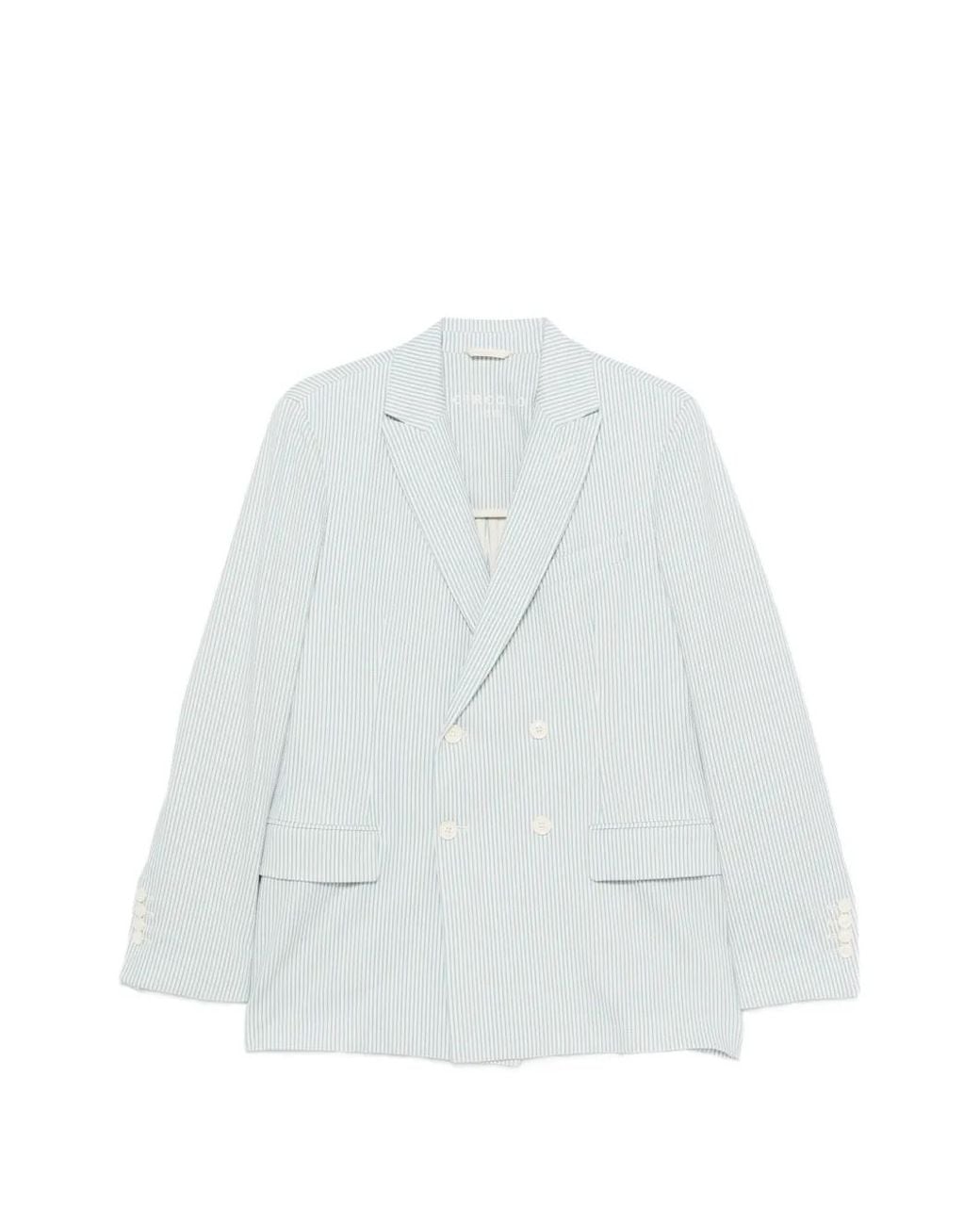 Circolo 1901 White Striped Double-Breasted Blazer for men