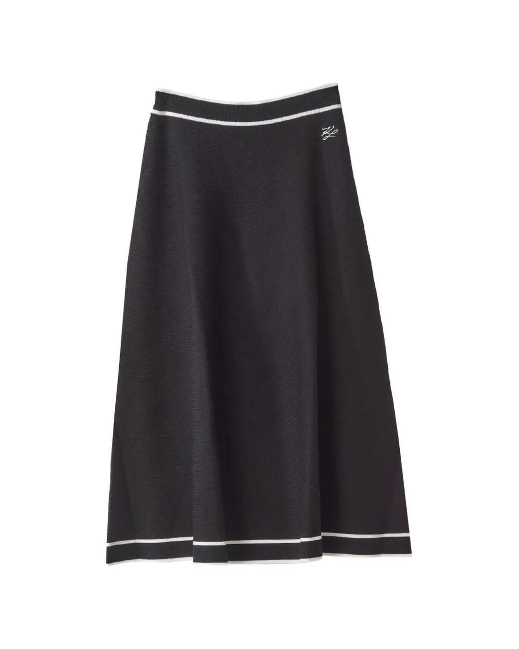 Karl Lagerfeld Black Embroidered-Logo Knit Midi Kirt