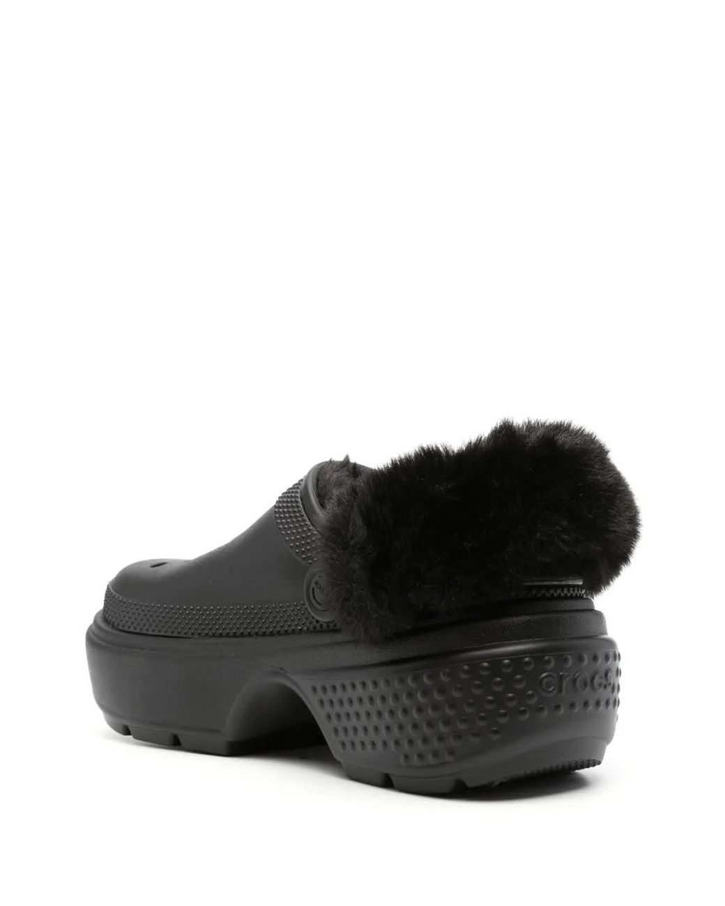 CROCSTM Black Faux-Fur Platform Clogs