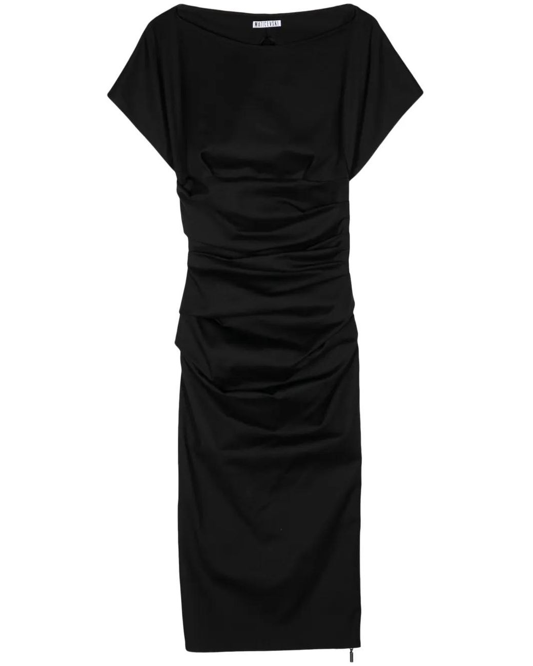 Maticevski Black Yuzu Ruched Midi Dress