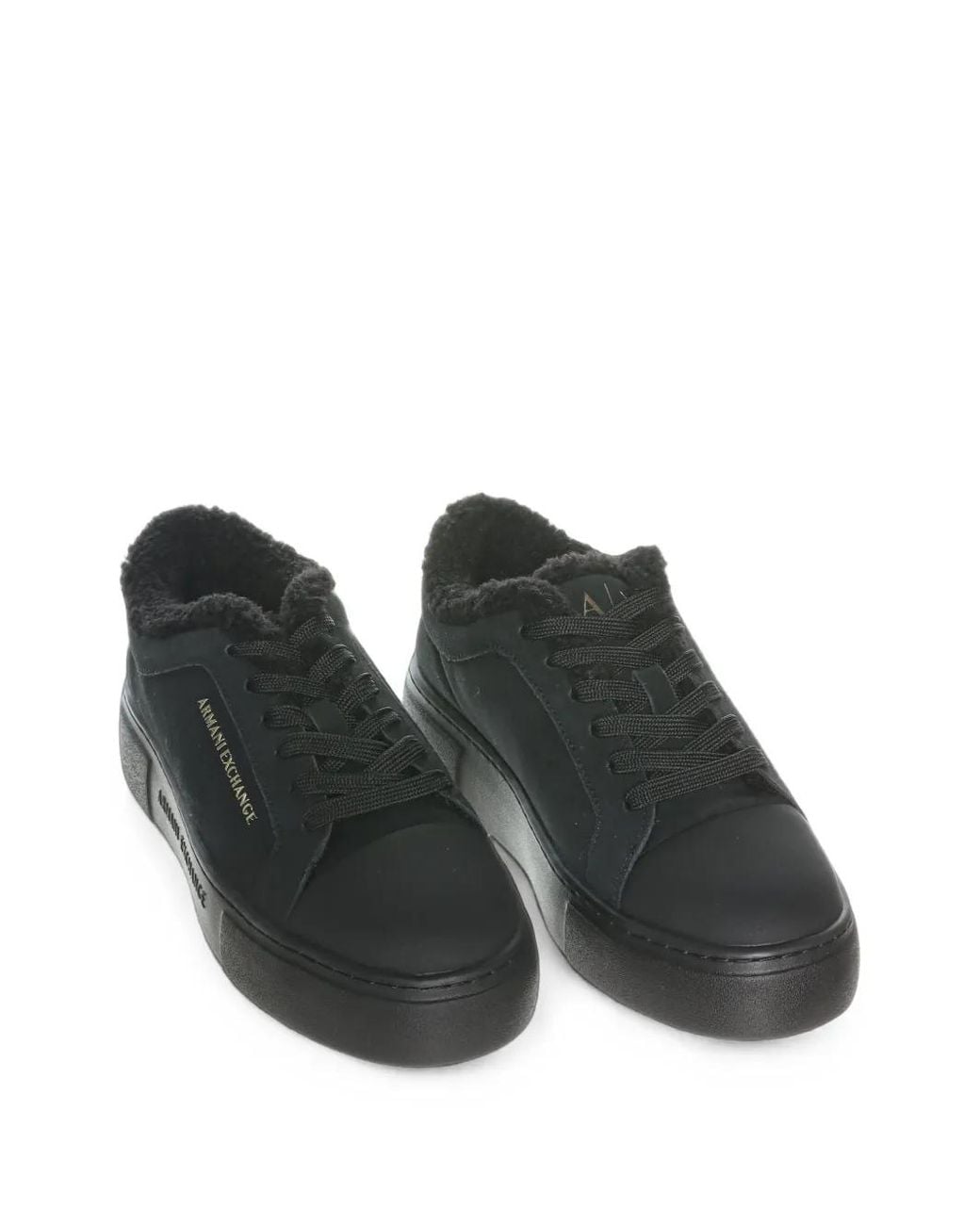 ARMANI EXCHANGE Black Logo-Print Low-Top Sneakers