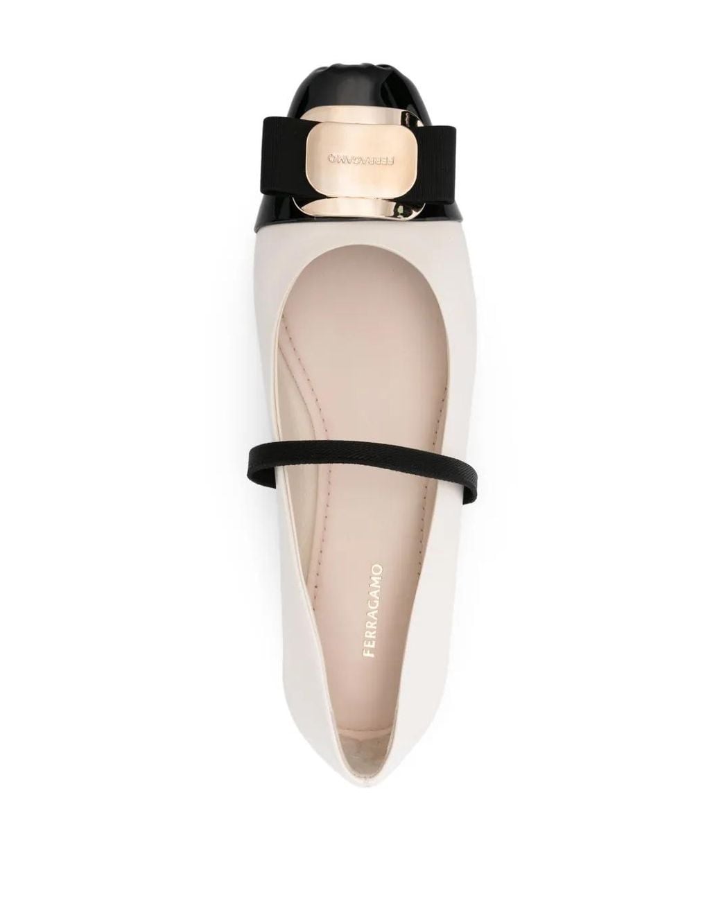Ferragamo White Ballet Flats Zina Toe