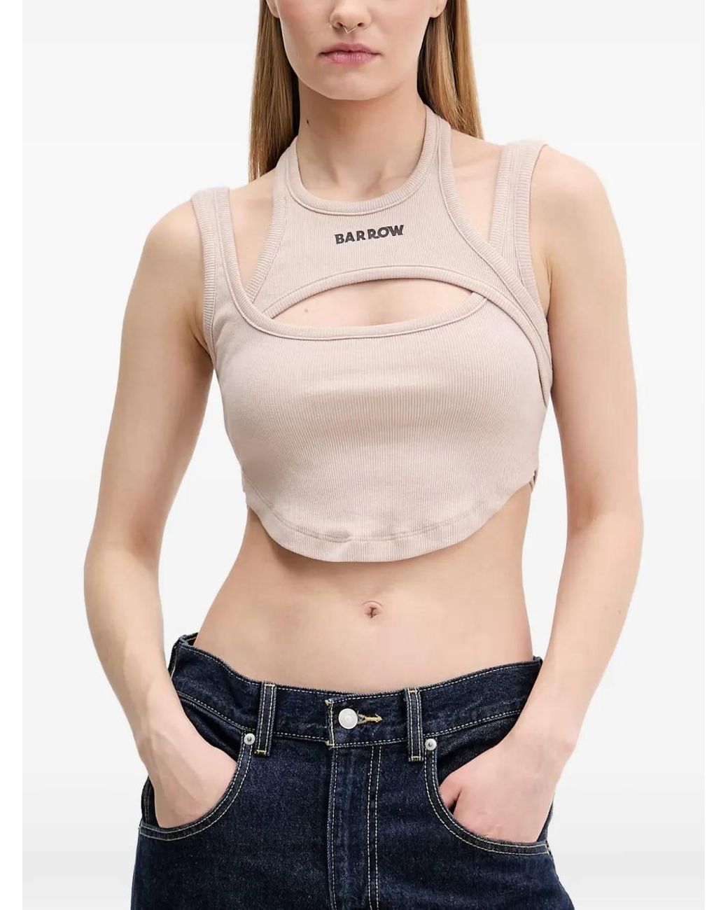 Barrow Blue Cut-Out Ribbed-Knit Top