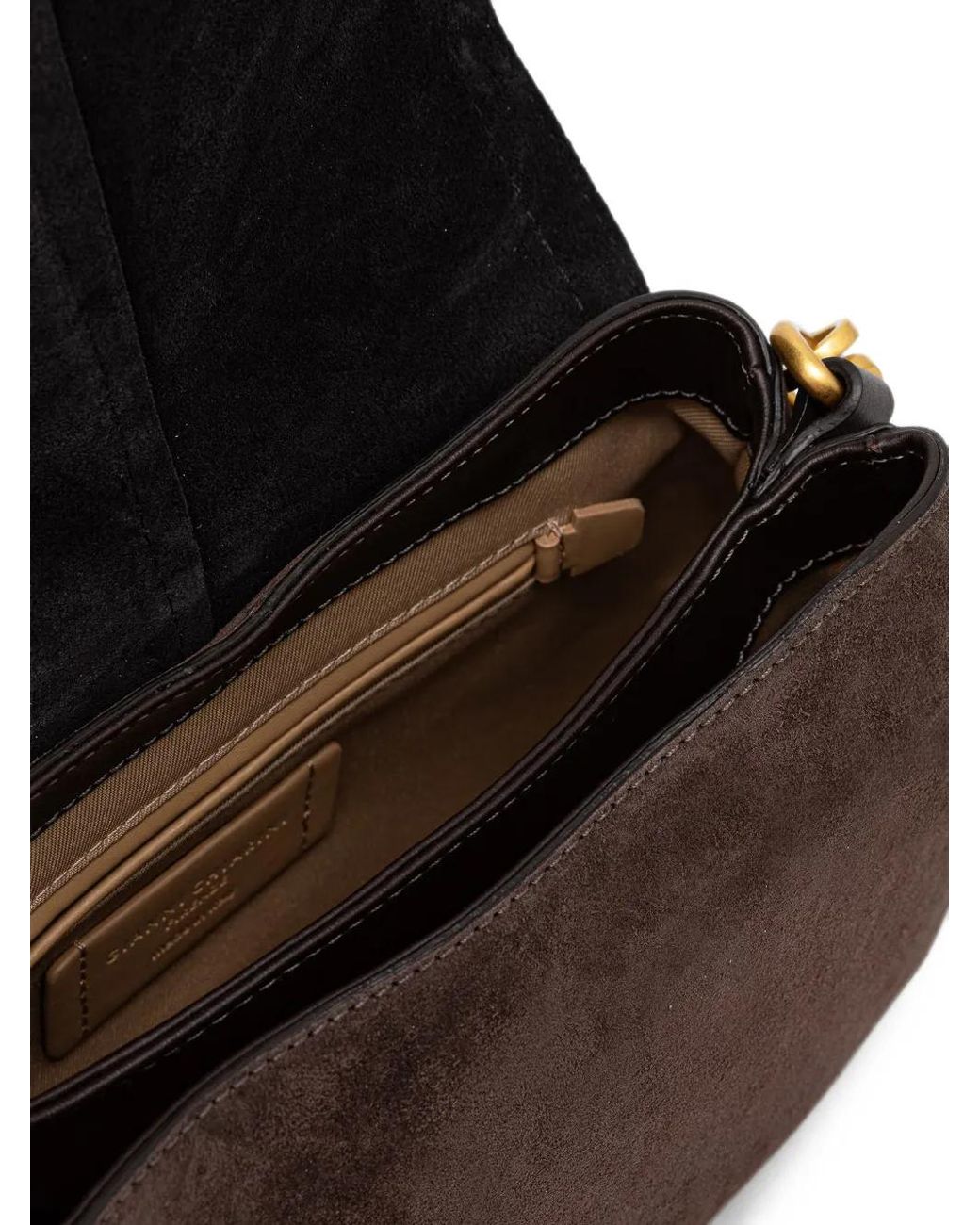 Gianni Chiarini Brown Medium Helena Round Contrast-Stitch Suede Shoulder Bag