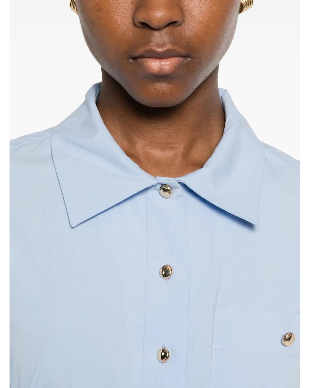 Maje Blue Robe Plissée À Manches Courtes