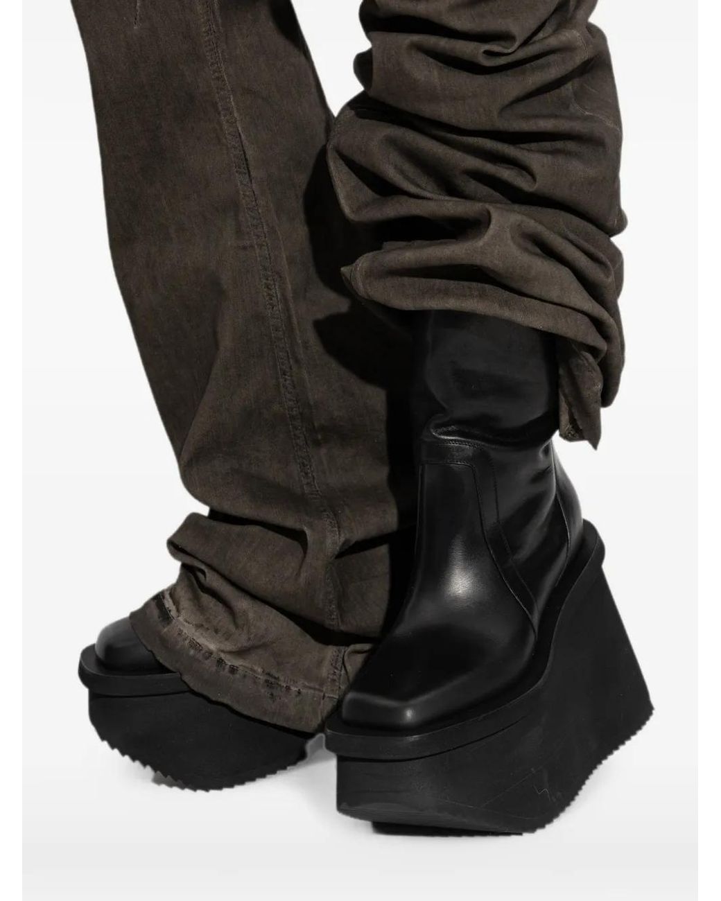 Rick Owens Black Platform Ankle Boots 'Factory Boots' for men