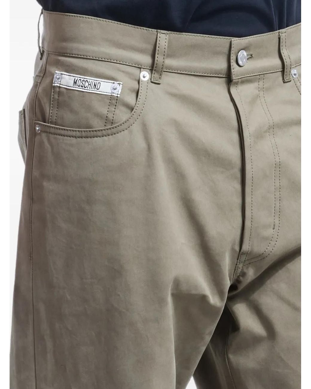 Moschino Gray Logo-Patch Five-Pocket Jeans for men